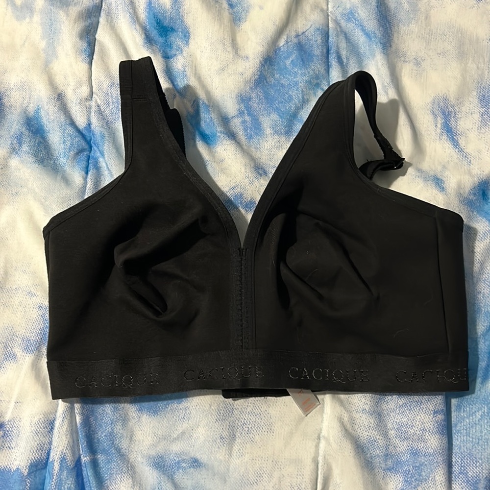 Cacique 38DD Black Unlined Full Coverage Bra